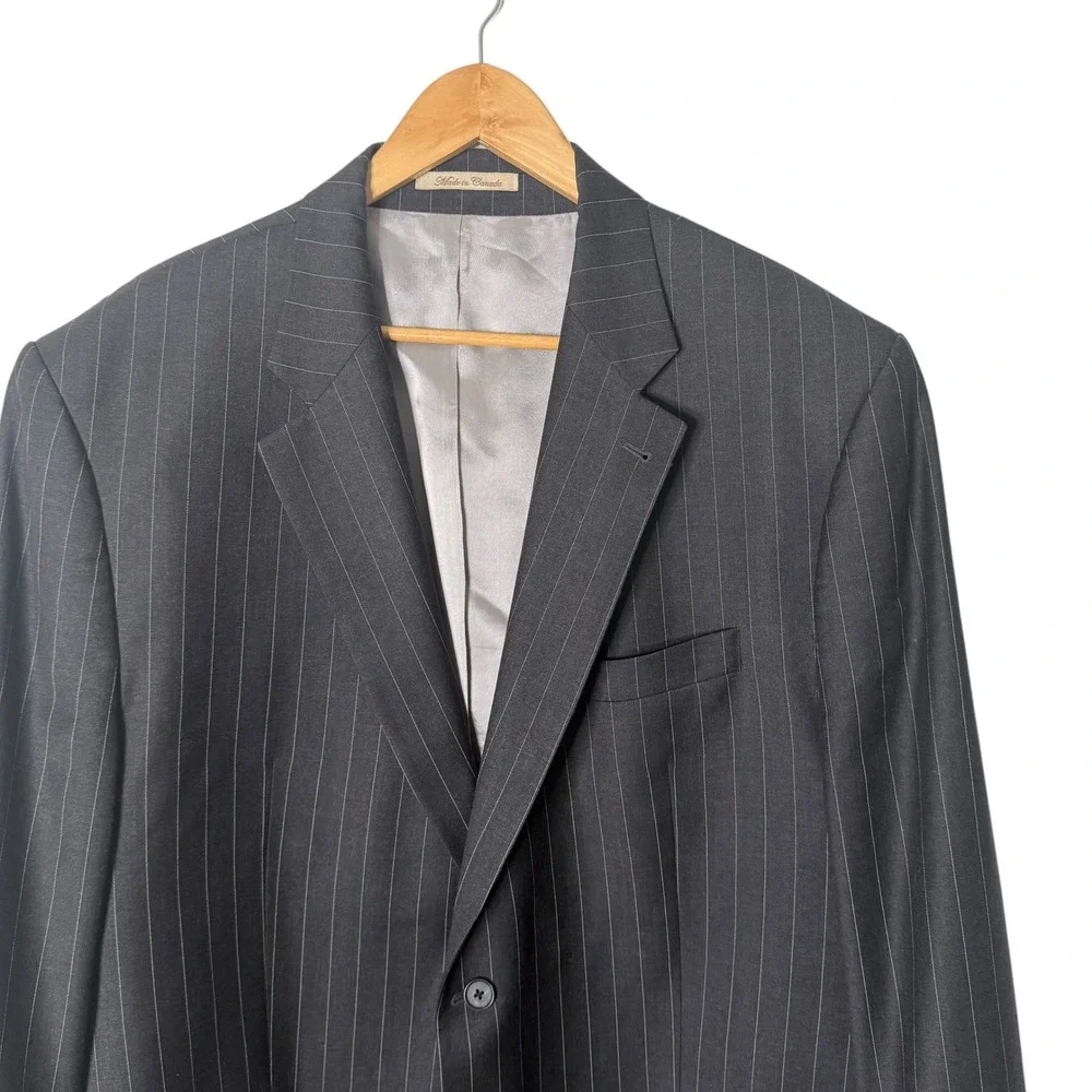 Vitale Barberis Canonico Mens Pinstriped Blazer Suit Jacket Size 50R‎ Super 110s